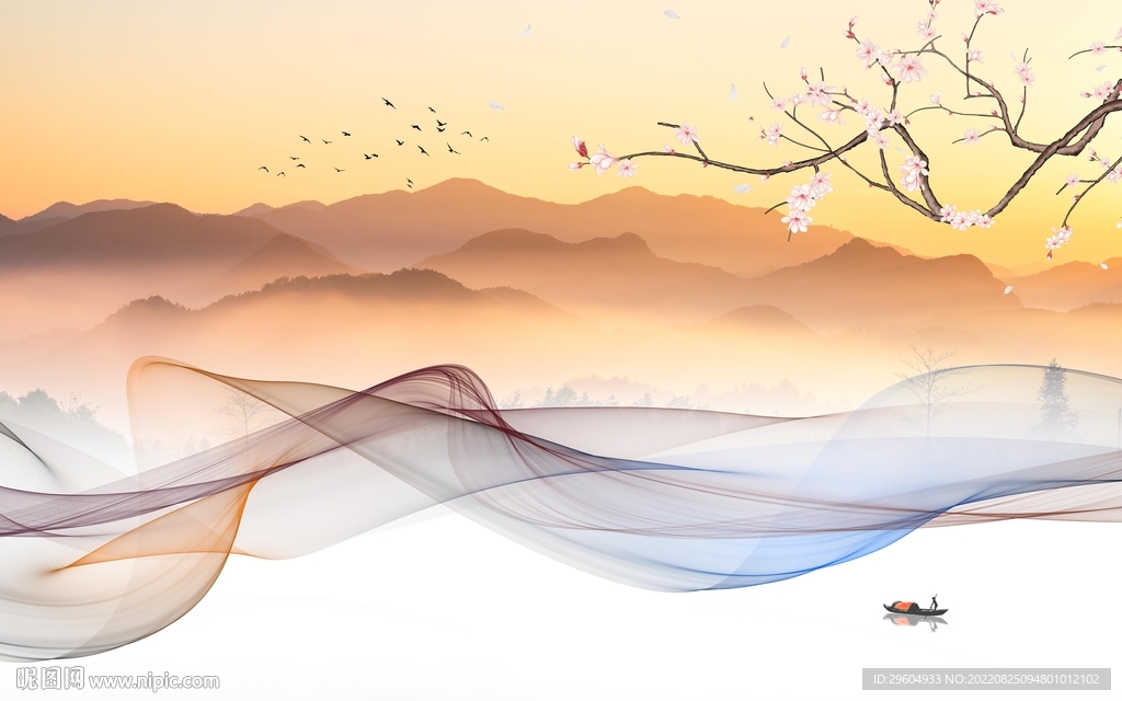 新款高档意境山水 TIf分层