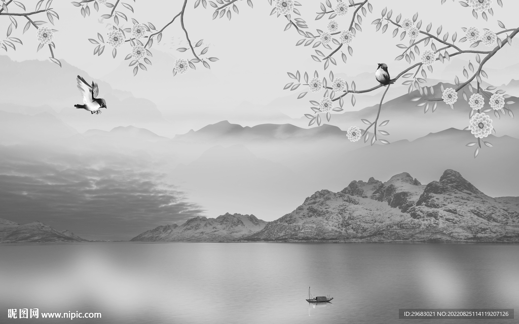 电视中式风山水画 Tif分层