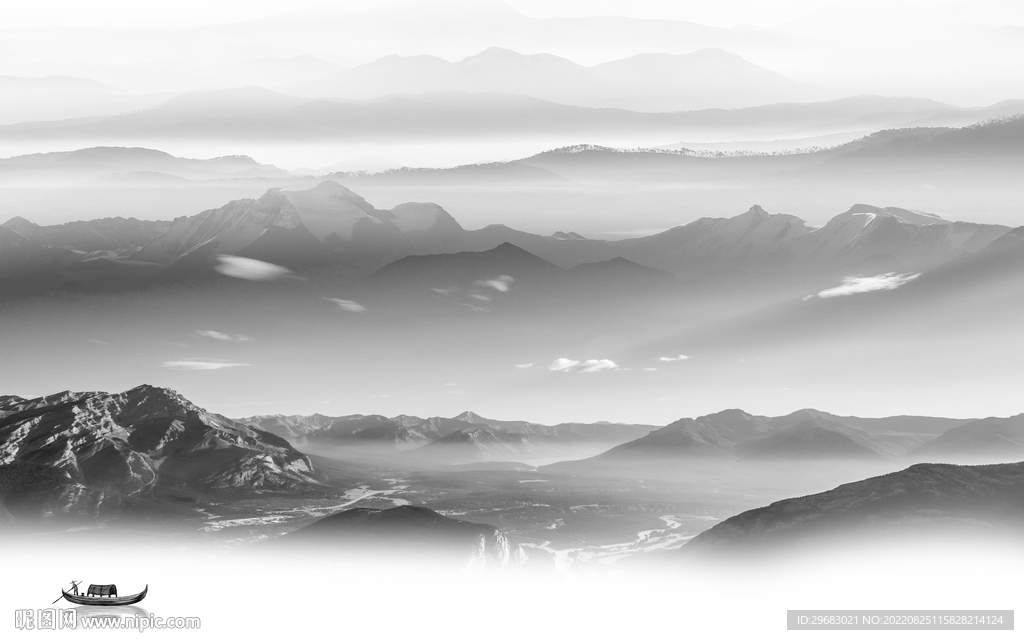 爆款中式风山水画 Tif分层