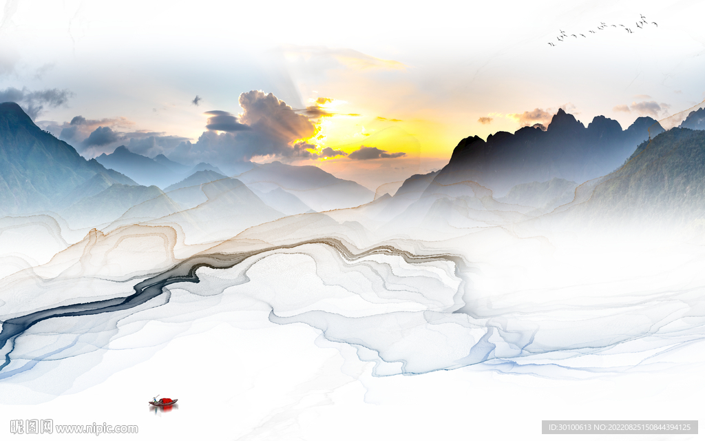 中式新高端山水画 tif分层