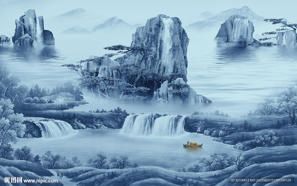 简约新高端山水画 tif分层