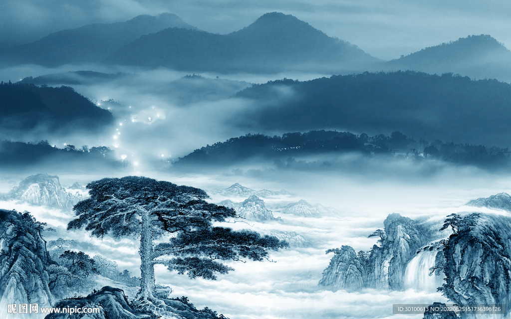 高档 新高端山水画 tif分层