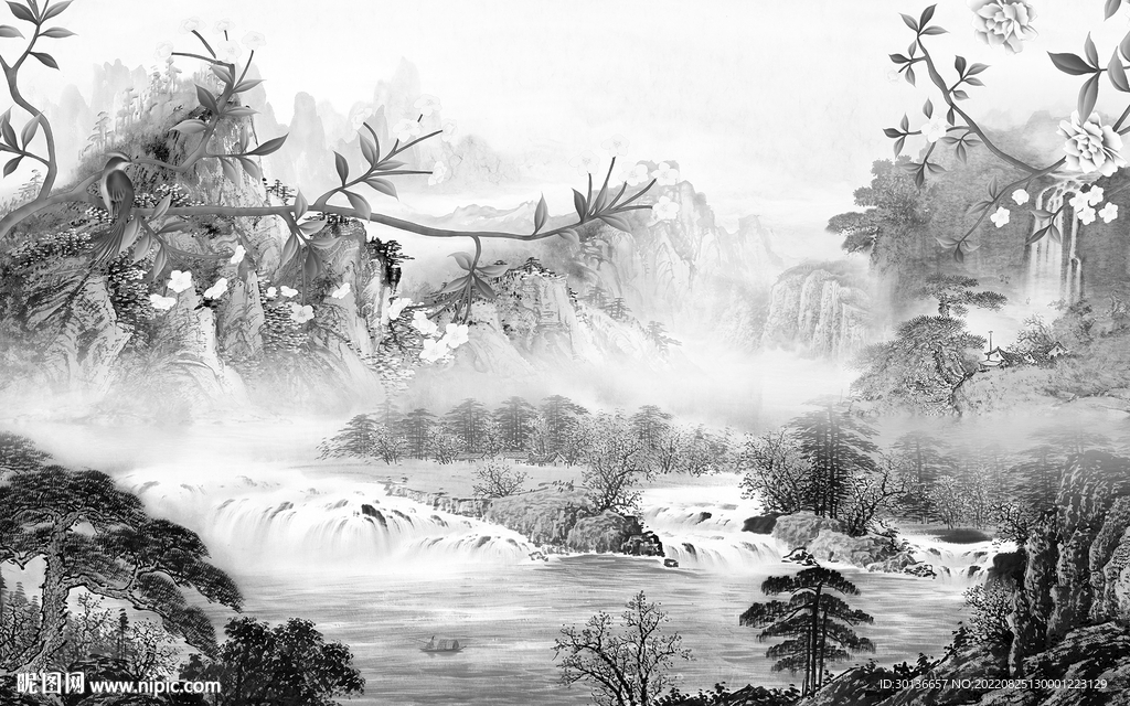 现代意境简约山水 Tif分层