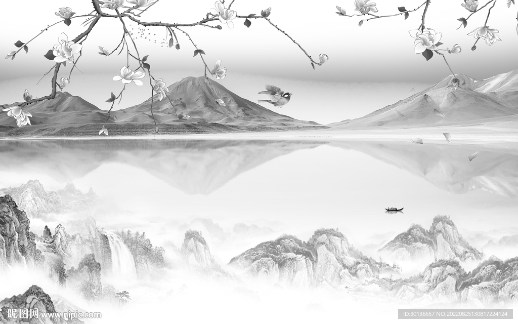 高端意境简约山水 Tif分层