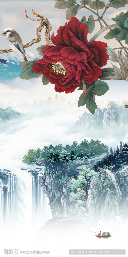 新款高端玄关山水 tif分层