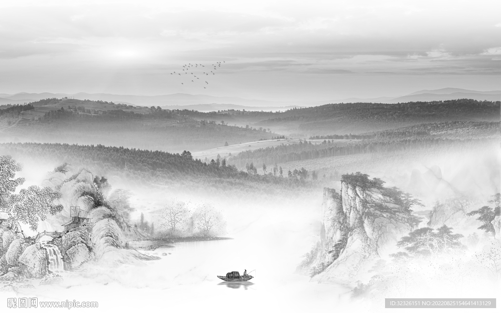 极简爆款高端山水 tif分层