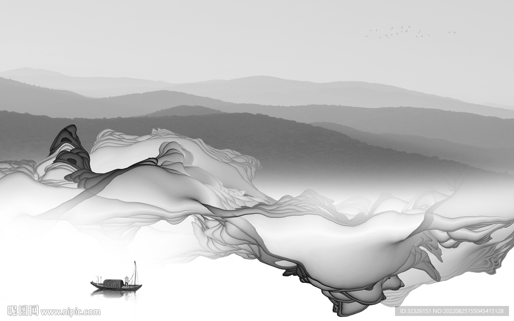 线条爆款高端山水 tif分层