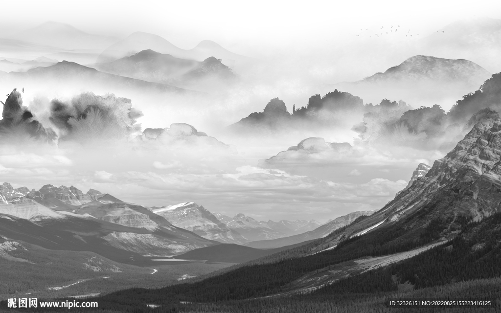 客厅爆款高端山水 tif分层