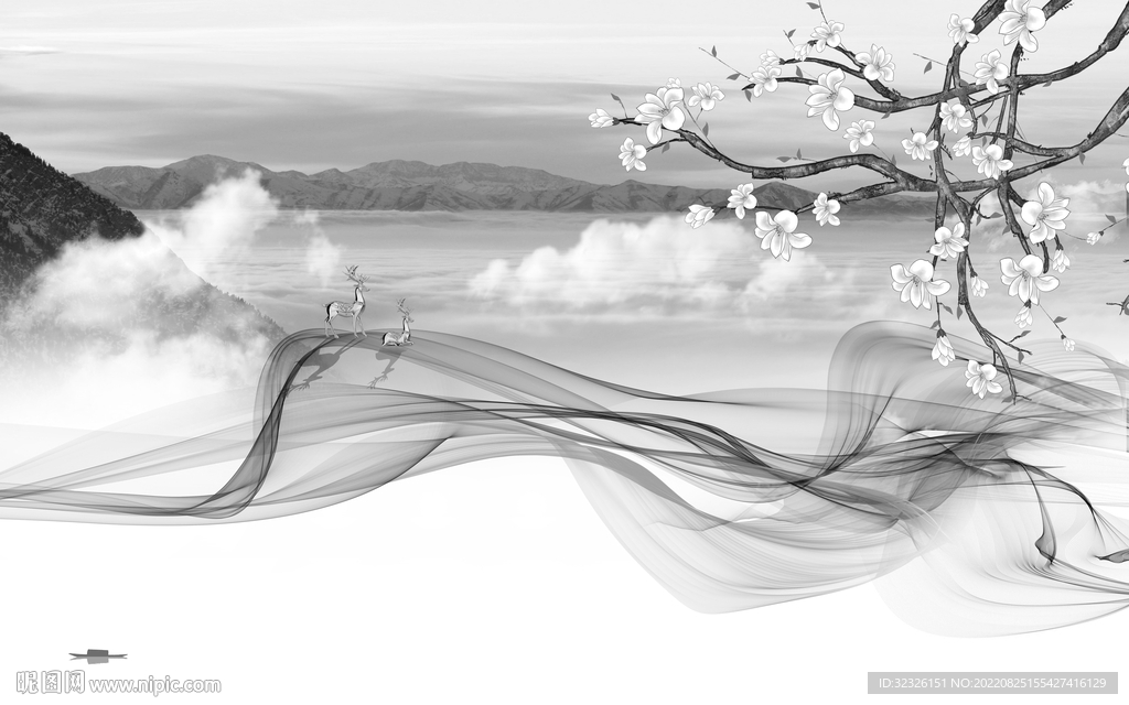 新中式爆款高端山水 tif分层