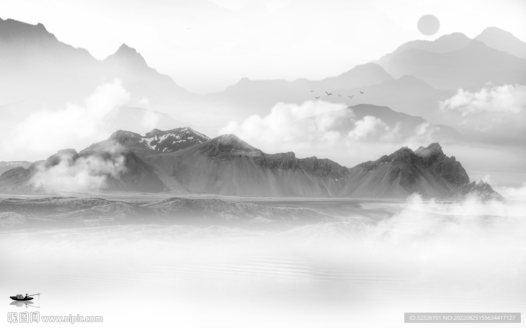 别墅简约意境山水 tif分层