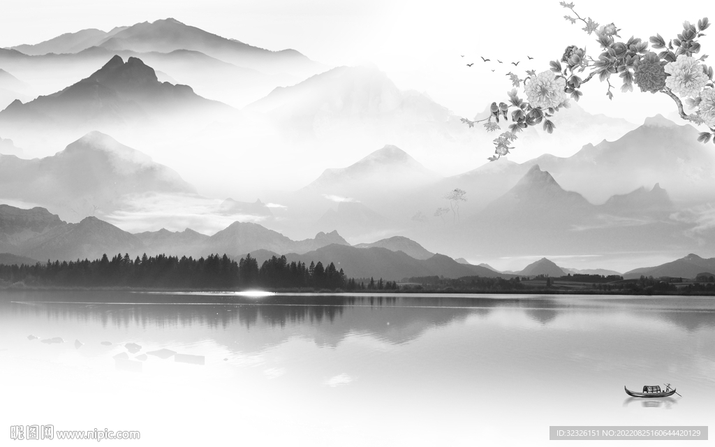 客厅简约意境山水 tif分层