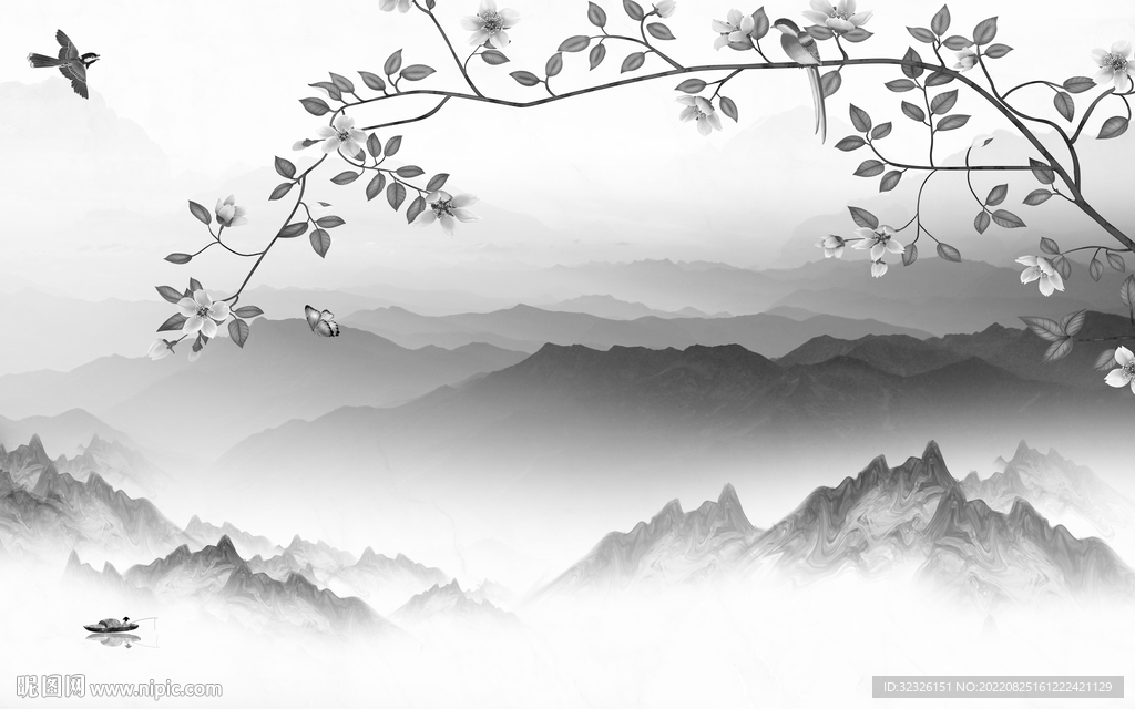 新品简约意境山水 tif分层