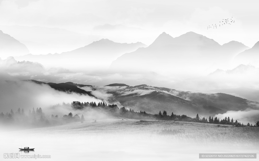 爆款简约意境山水 tif分层