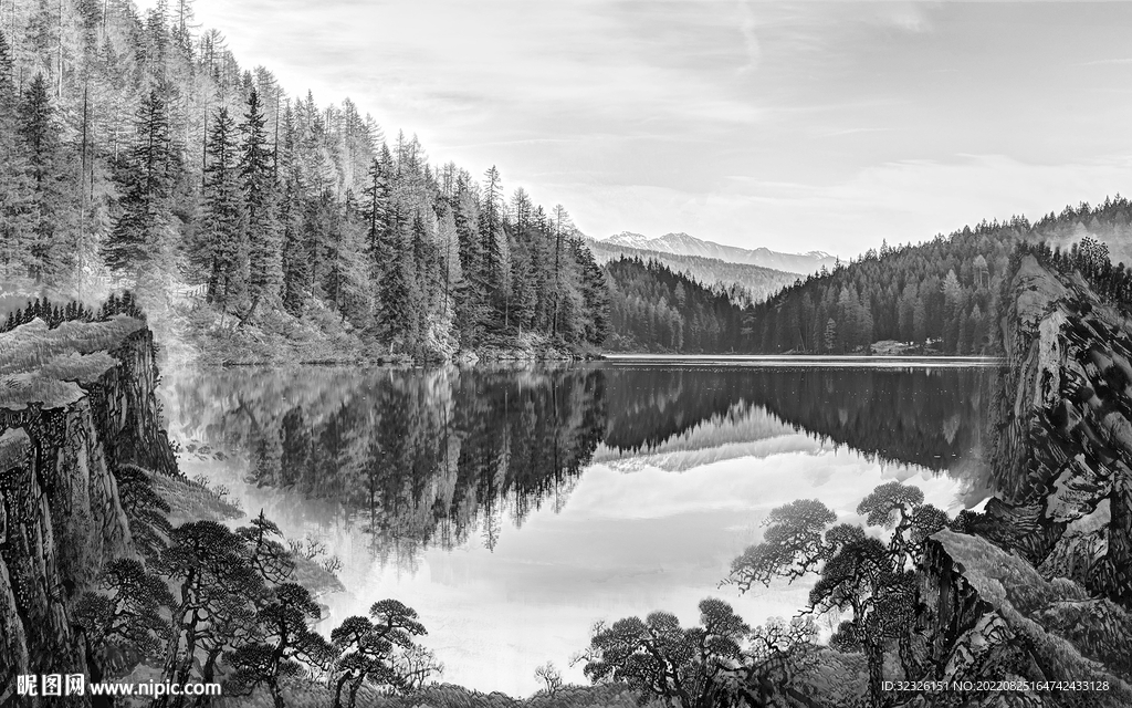 高档 简约意境山水 tif分层