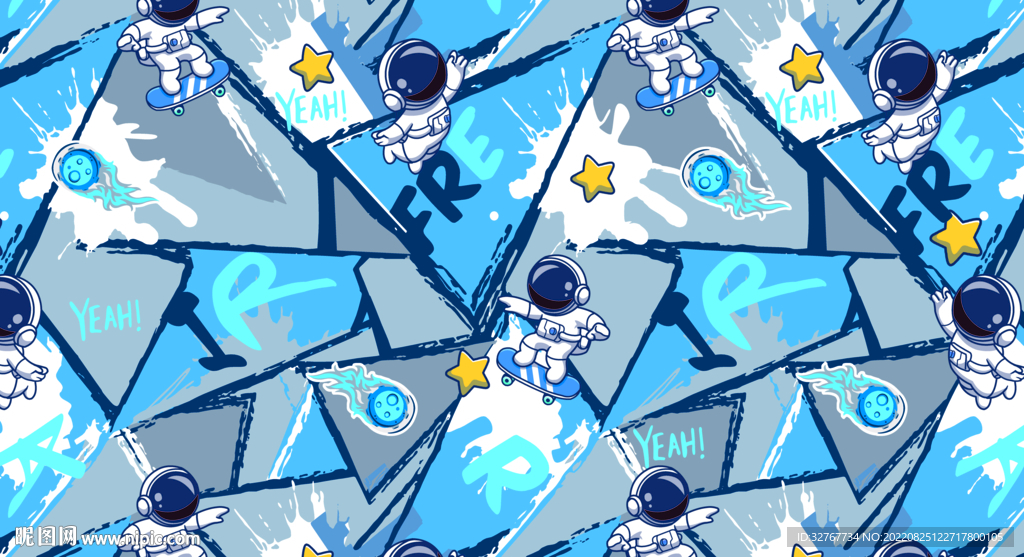 卡通 宇航员 迷彩