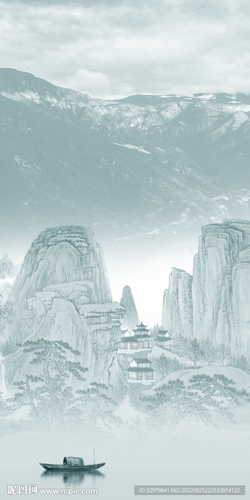 新中式玄关意境山水 TIf分层