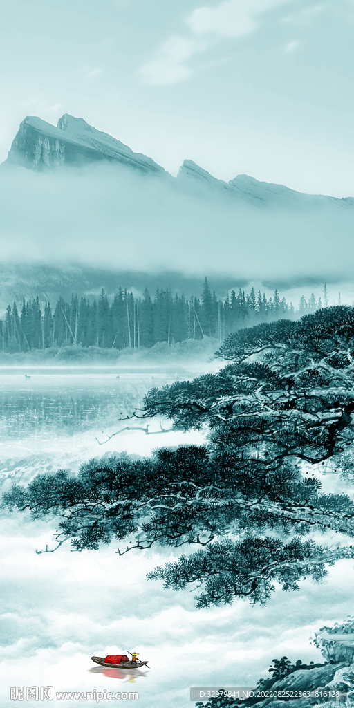 蓝色 现代高端山水 TIf分层