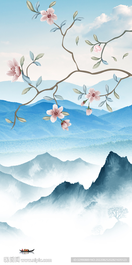 水墨无框玄关新画 Tif分层