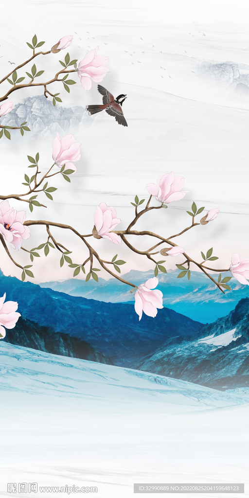 花鸟现代玄关新画 Tif分层