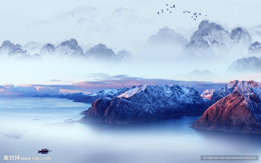 高清新山水背景画 TIf分层