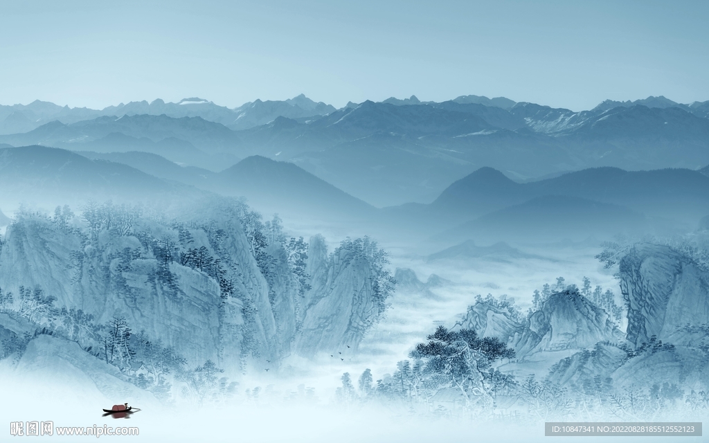 高档 新山水背景画 TIf分层