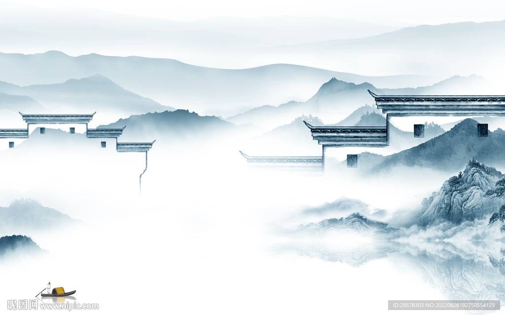 新款最新墙画山水 TIf分层