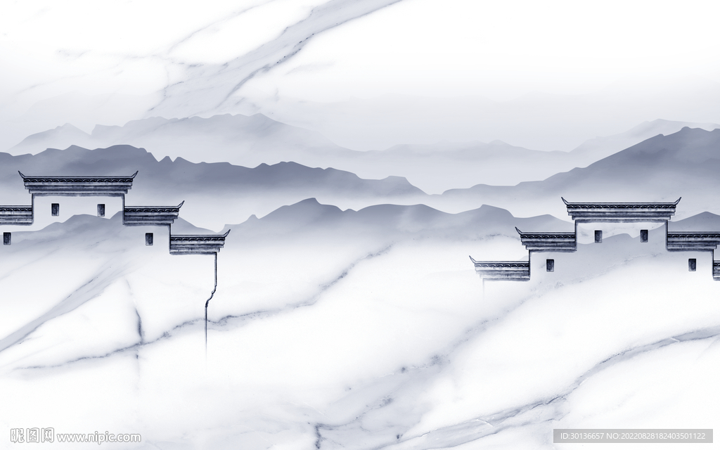 中国风简约客厅山水 tif分层