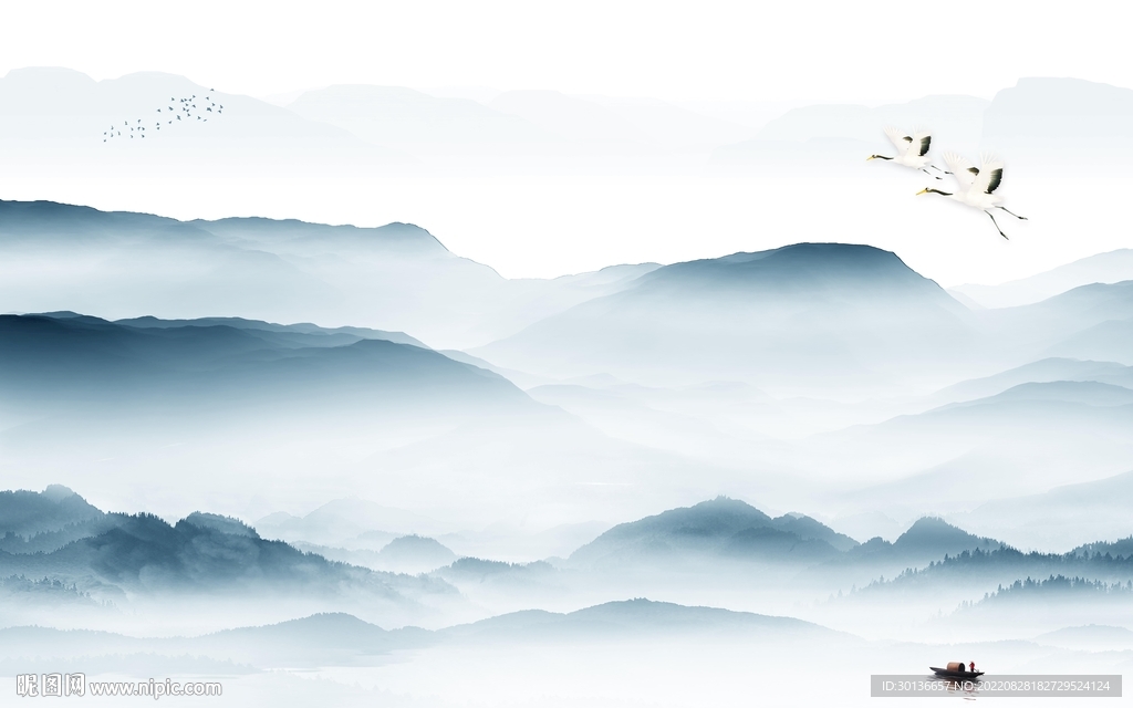 意境简约客厅山水 tif分层