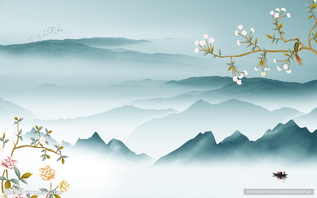 高档简约客厅山水 tif分层