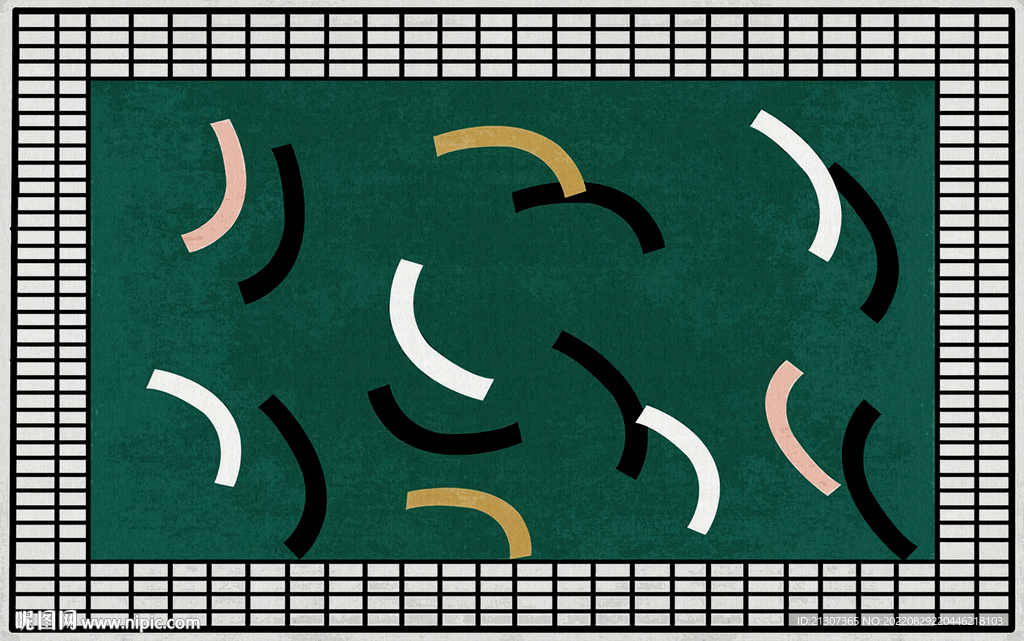 绿现代简约北欧轻奢几何抽象地毯