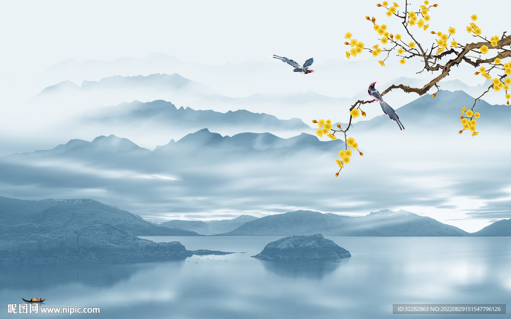 爆款新款背景山水 TIf分层