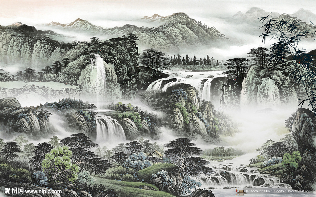 中式 新款背景山水 TIf分层