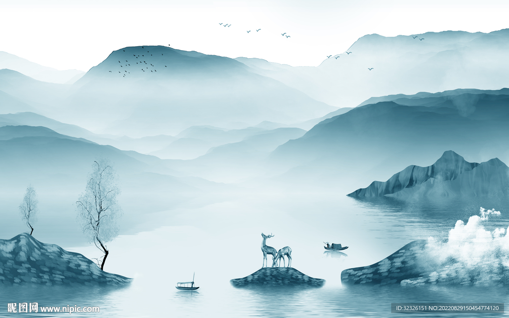 高清中式新品山水 Tif分层