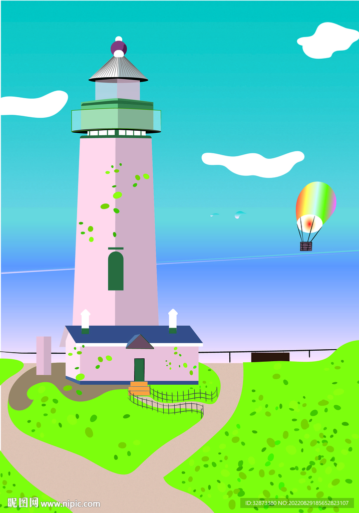 原创手绘矢量图建筑风景插画