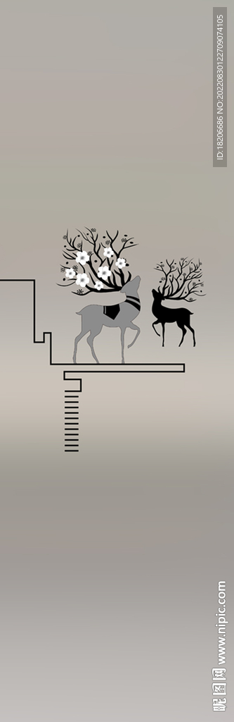高清透底小鹿移门图案