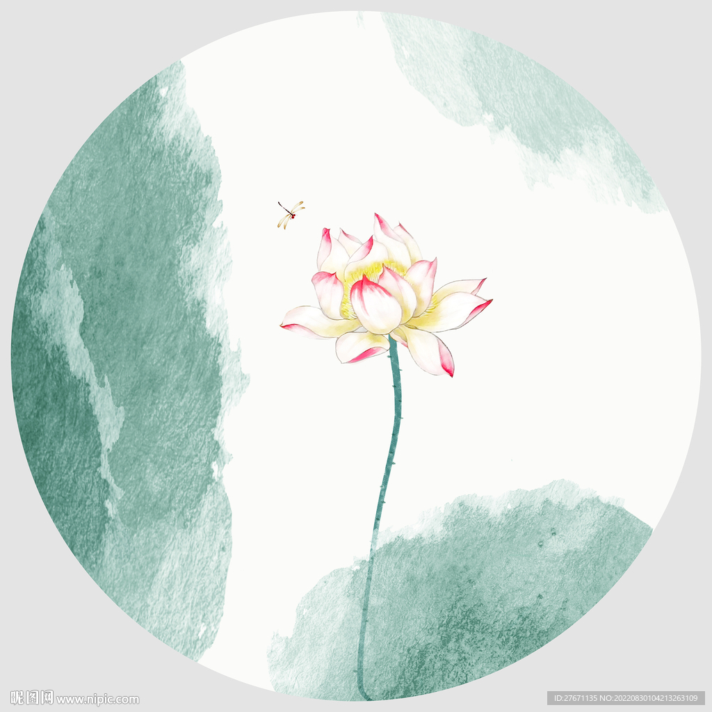 淡雅水墨荷花图