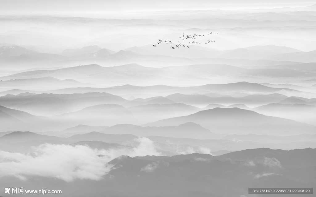 新中式水墨山水背景墙