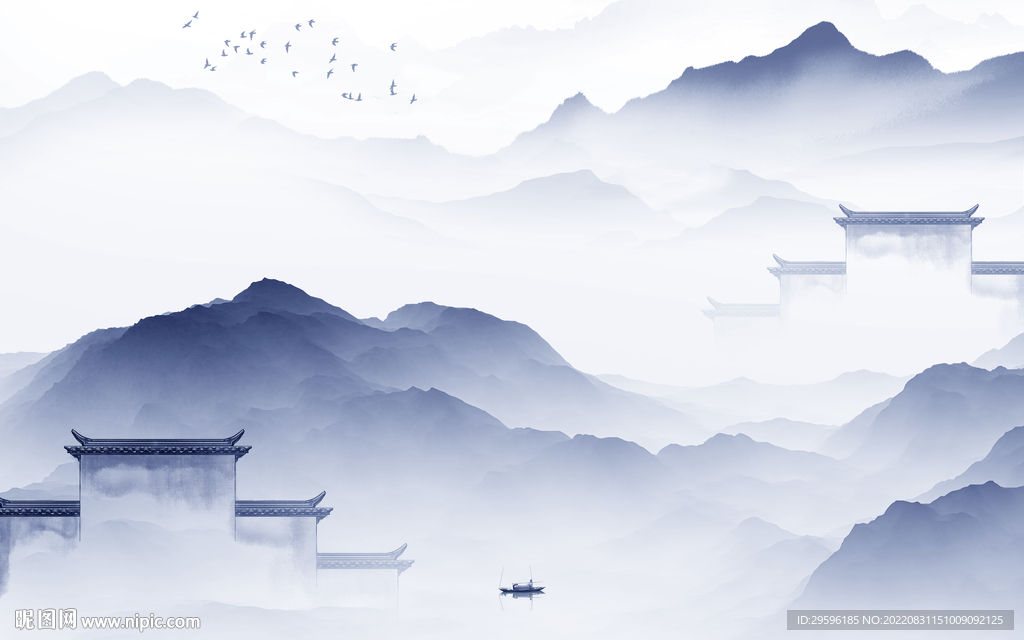 最新中式风山水画 tIf分层