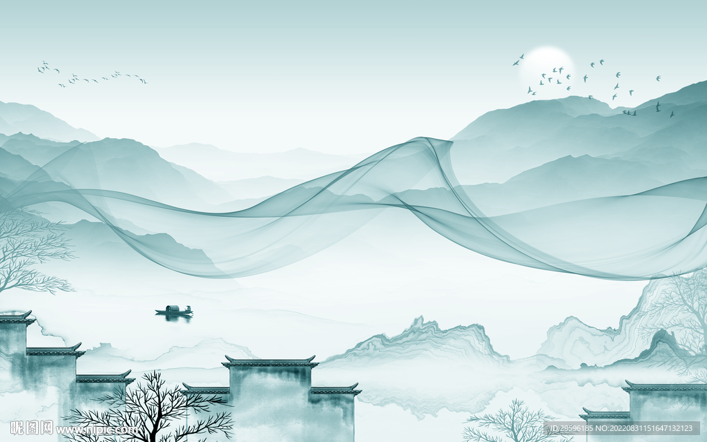 高端中式风山水画 tIf分层