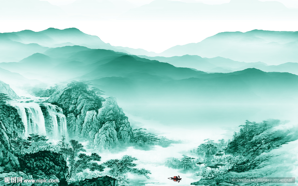 新中式新品山水墙画 TIf分层