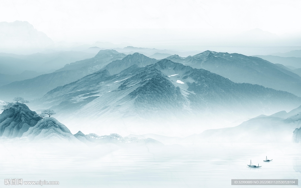 高端新品山水墙画 TIf分层