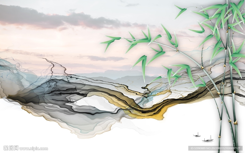 高档新品山水墙画 TIf分层