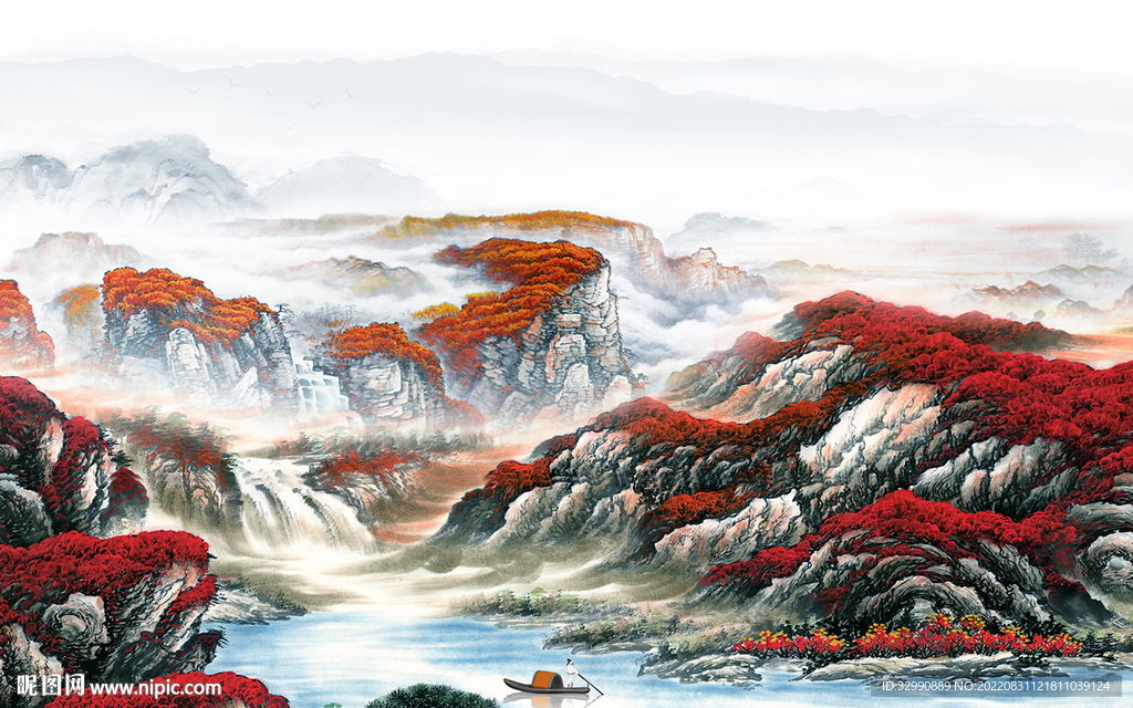 现代 新品山水墙画 TIf分层