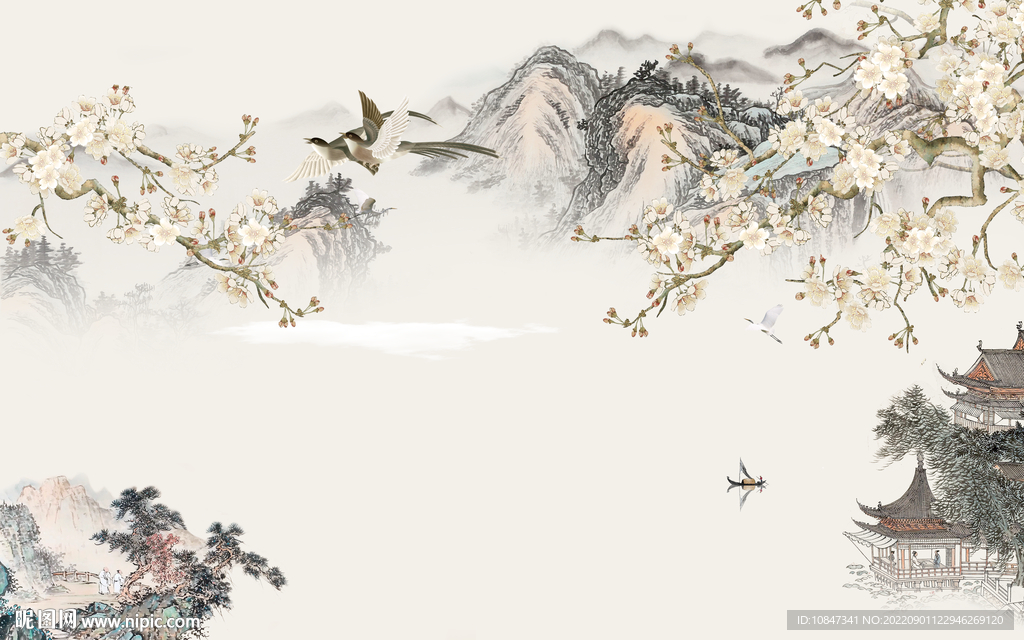 客厅新山水中式画 TIf分层