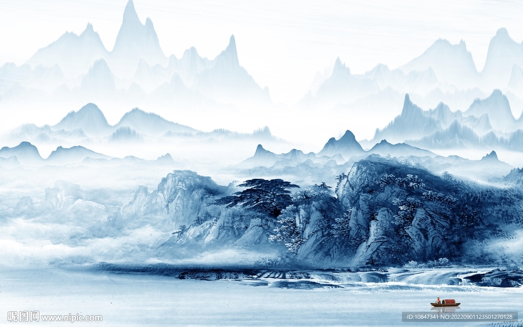 高档 新山水中式画 TIf分层