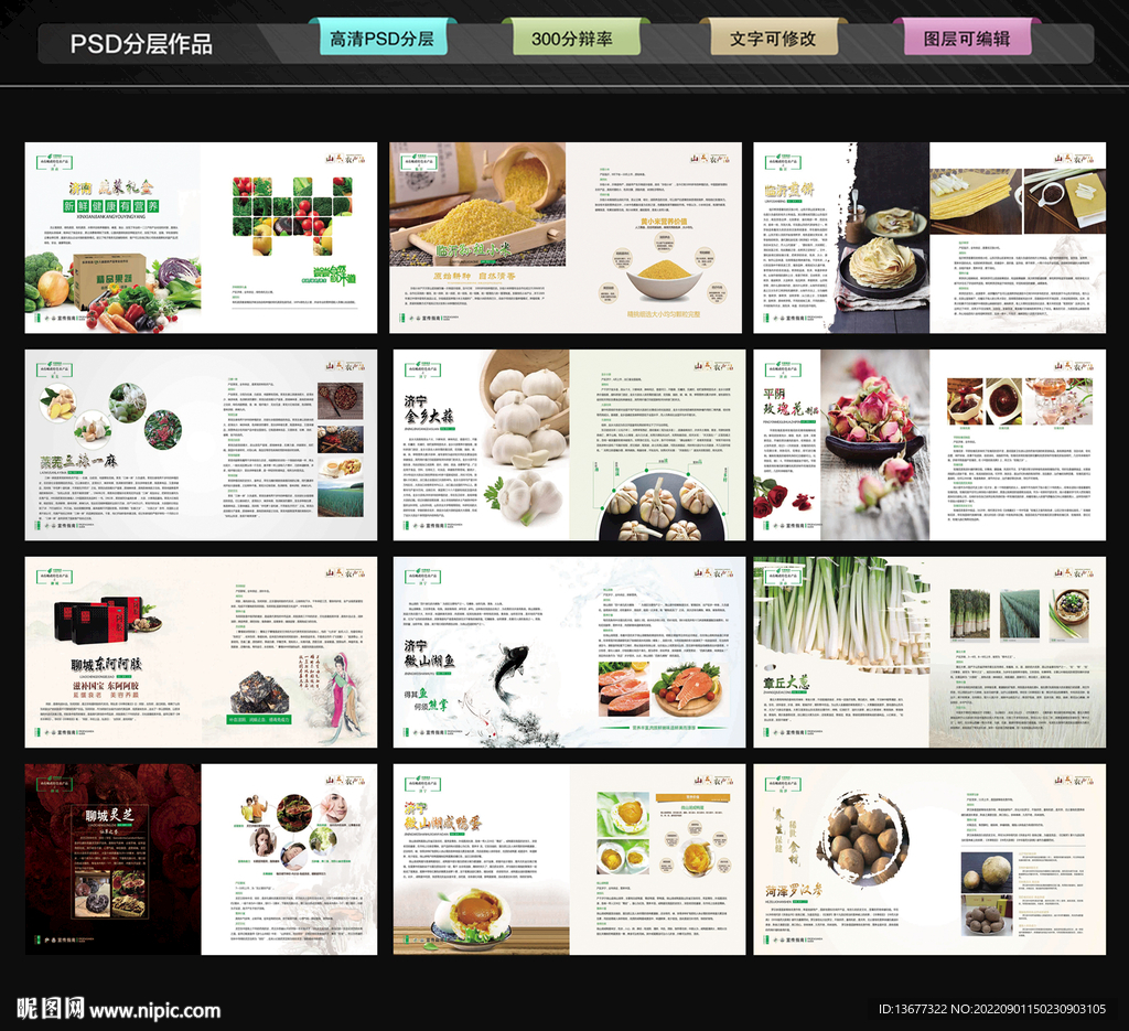 绿色大气农业农产品画册模板
