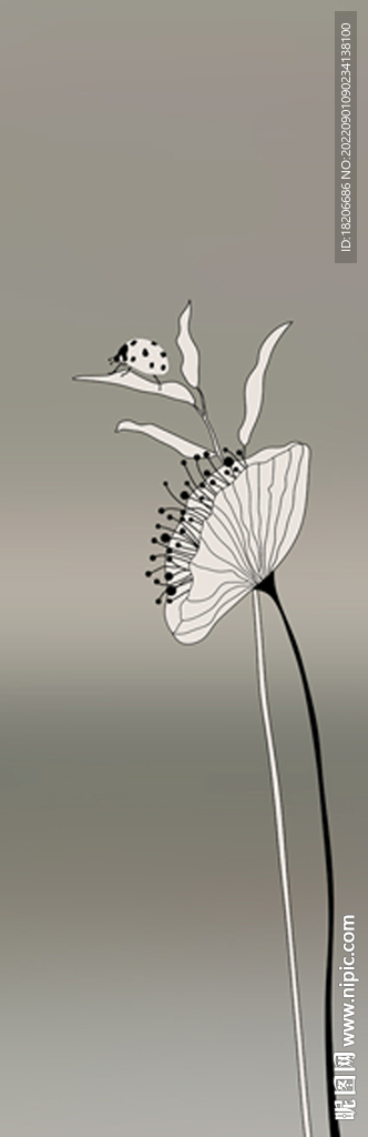 高清透底现代简约小草移门图案