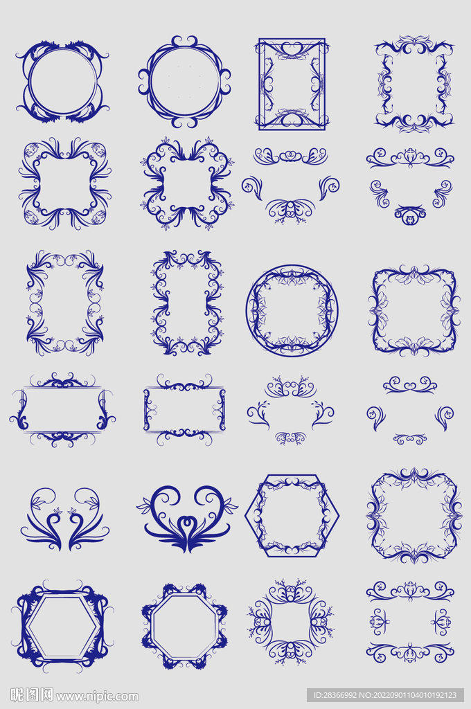 AI矢量欧式花纹边框花边