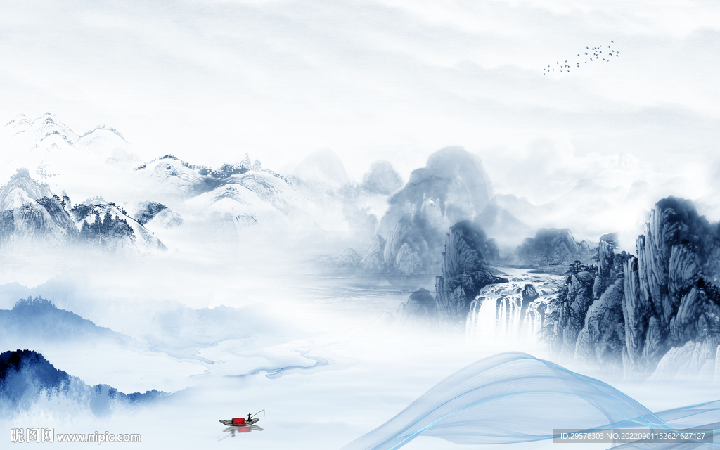 新款最新中式山水 tIf分层