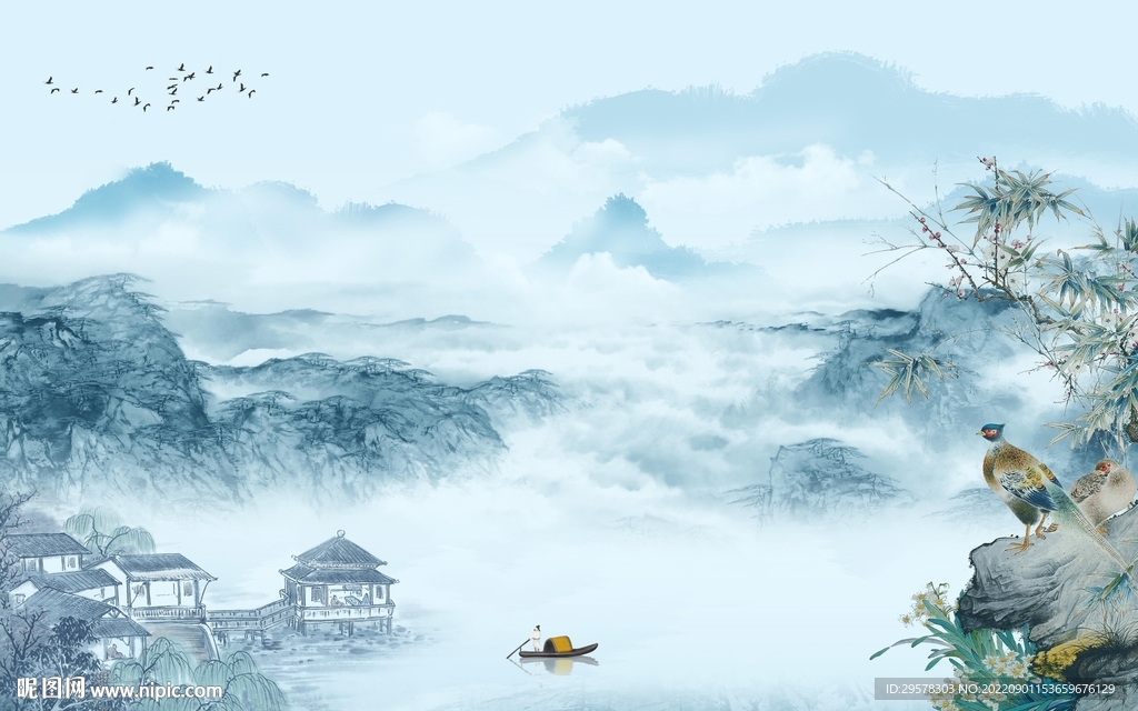 爆款最新中式山水 tIf分层